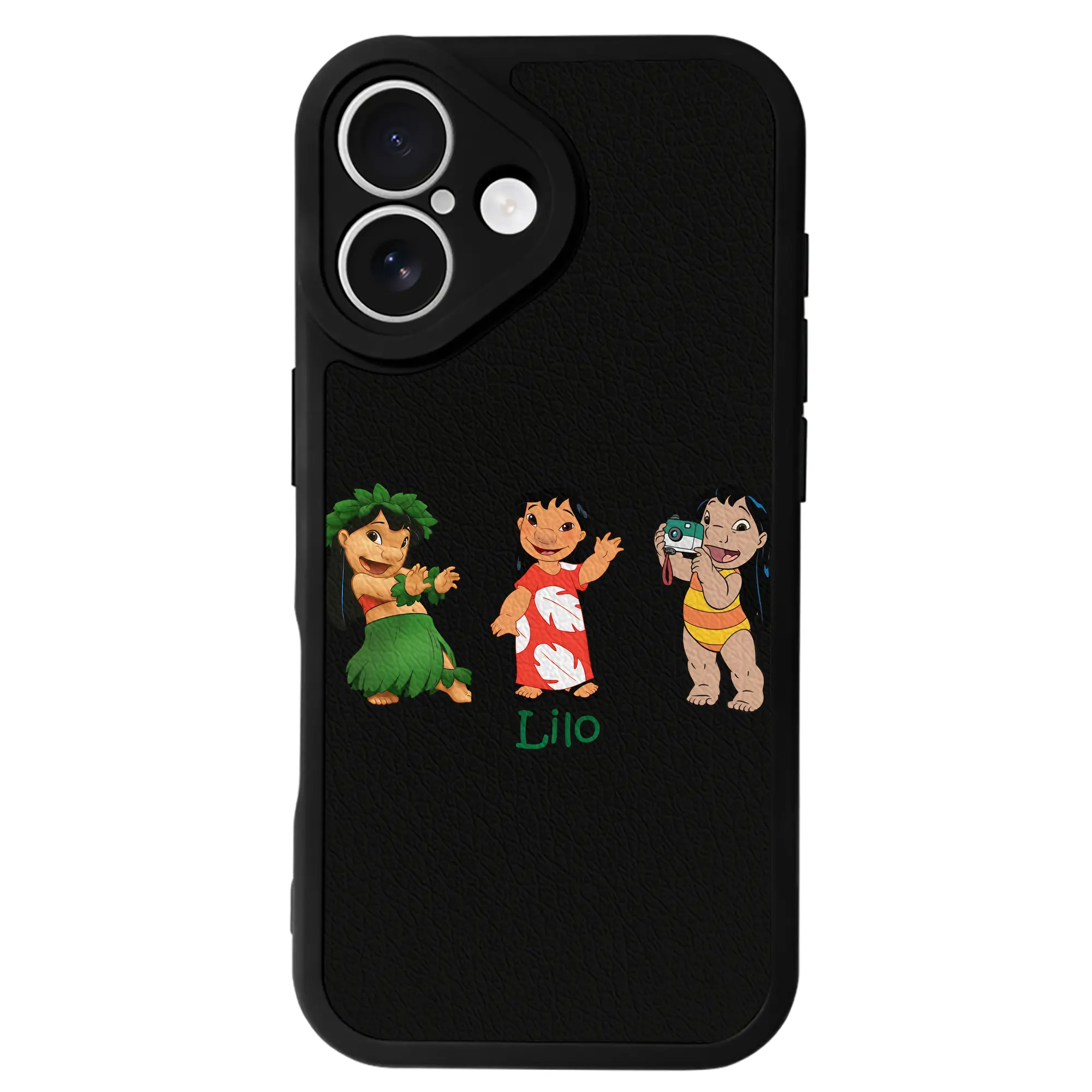 リロ＆スティッチ グッズ リロ - IPhone 16シリーズ対応 ・ シリコンスマホケース ・ レザー調 ・ 高精度フィット ・ 耐衝撃 ・ ワイヤレス充電対応 ・ 精密カット